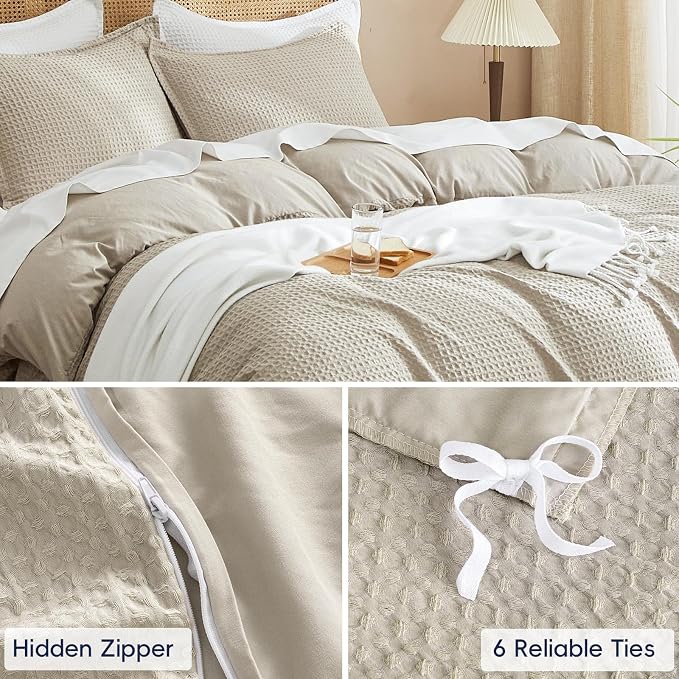 PHF Waffle Weave Duvet Cover Set Twin/Twin XL Size, No Snagging Ultra Soft - Image 5
