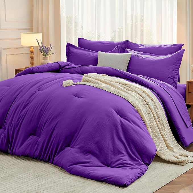 MUXHOMO 7 Pieces Queen Comforter Set, Soft Bed in a Bag Queen Size, All Season by MUXHOMO