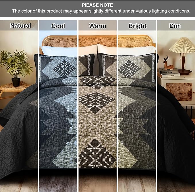Dintszyayue Boho Quilt Set King Size, 3 Pieces Texture Southwestern Bedding Set - Image 6