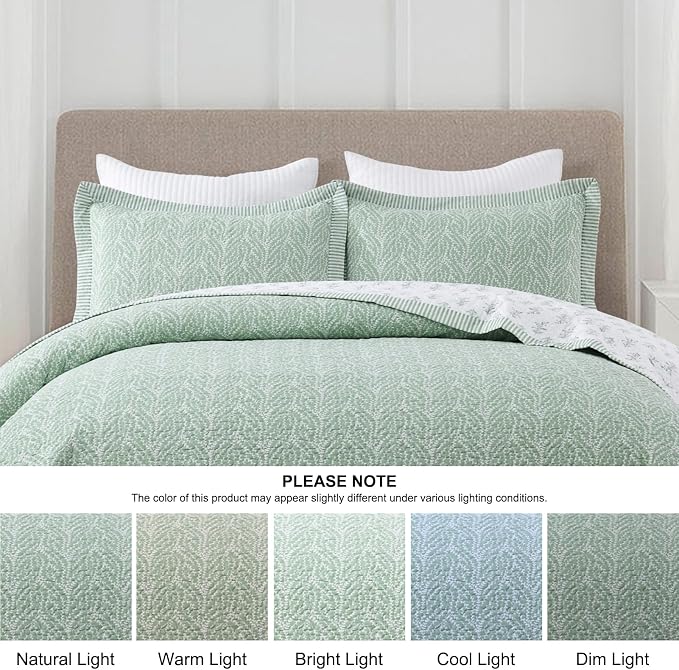 SahSahCasa Quilt Set King Size, 100% Cotton Quilt Bedding Set Bedspread - Image 9