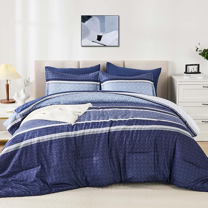 WONGS BEDDING Comforter Set King Size 7 Pieces, Patchwork Soft Lightweight - Image 9