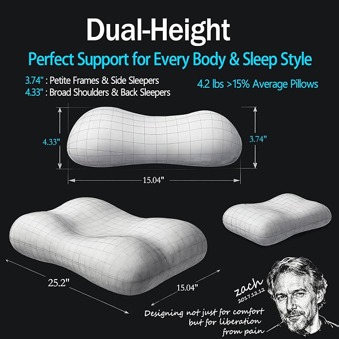 HighBeds Cervical Neck Pillow for Neck Pain Relief- Memory Foam Pillow for Side - Image 7