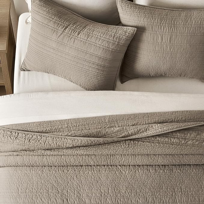 EVERGRACEHOME 100% Cotton Modern Lines Quilt Set King Size, Pre-Washed Soft - Image 3