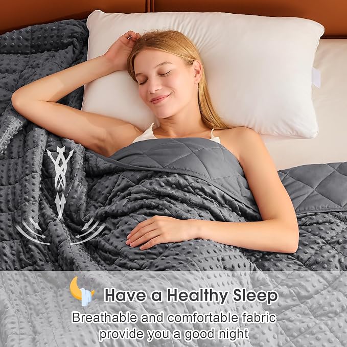 Grey Weighted Blanket for Adults 20lbs, Twin Full Size Cooling Minky Heavy - Image 8