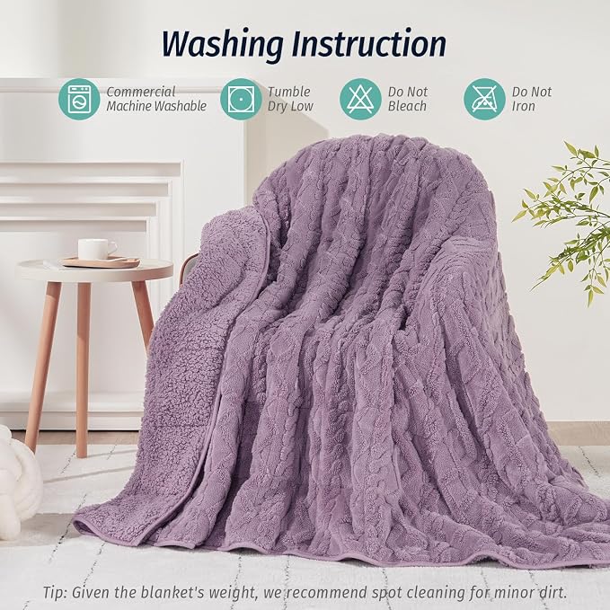 Wemore Weighted Blanket for Adults Twin Size 15 lbs, Dual Sided Soft Fuzzy - Image 7