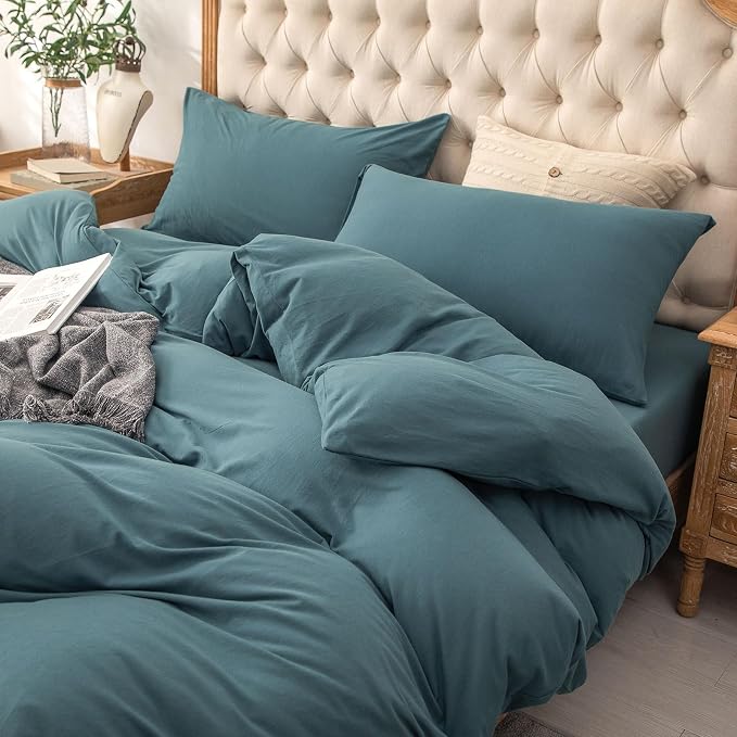 PURE ERA Jersey Knit Duvet Cover Set 100% T-Shirt Cotton Super Soft Comfy 3pc - Image 4