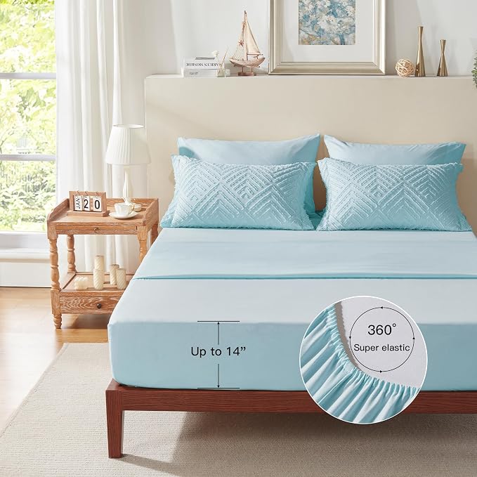 Zzlpp Twin Comforter Set 5 Pieces, Light Blue Tufted Bed in a Bag - Image 7