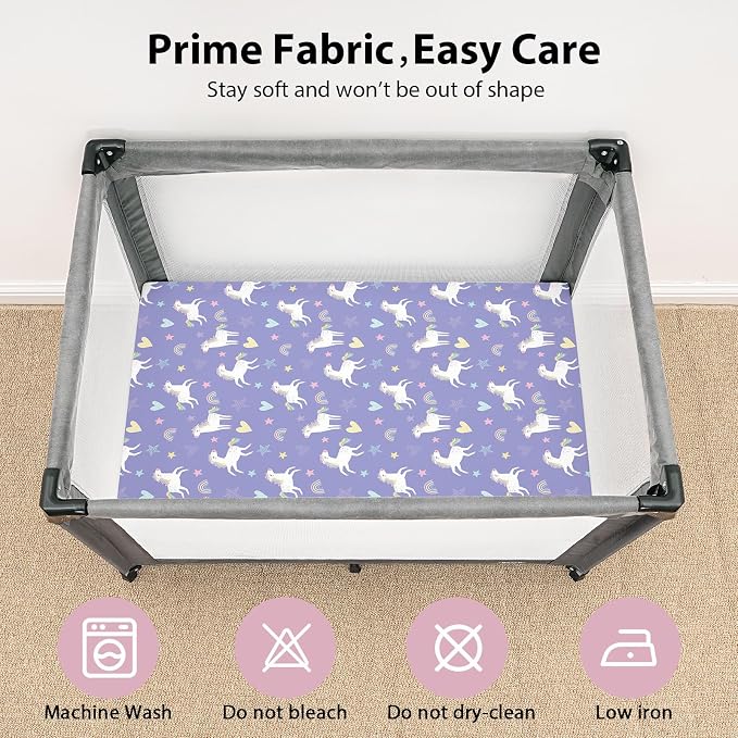 Baby Mini Crib Sheets Girl, Portable 38”x26” Pack and Play Sheets Fitted - Image 2