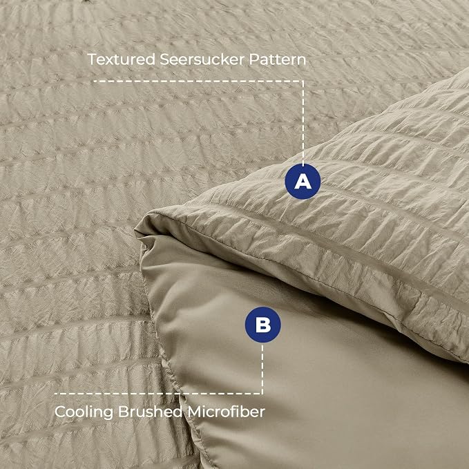 HYMOKEGE Linen King Size Comforter Set Seersucker 7 Pieces, All Season Luxury - Image 4