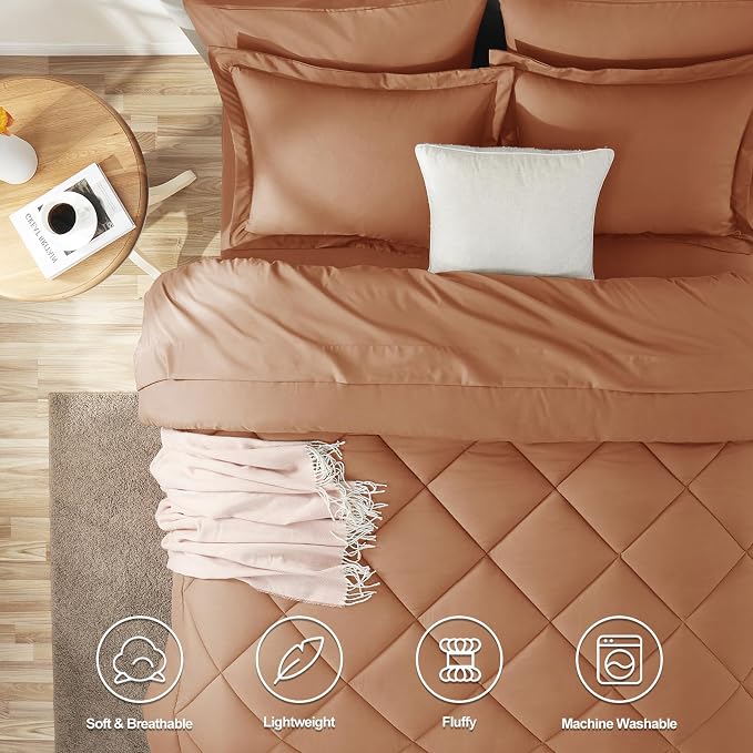 CozyLux King Size Comforter Sets Pumpkin - Image 2