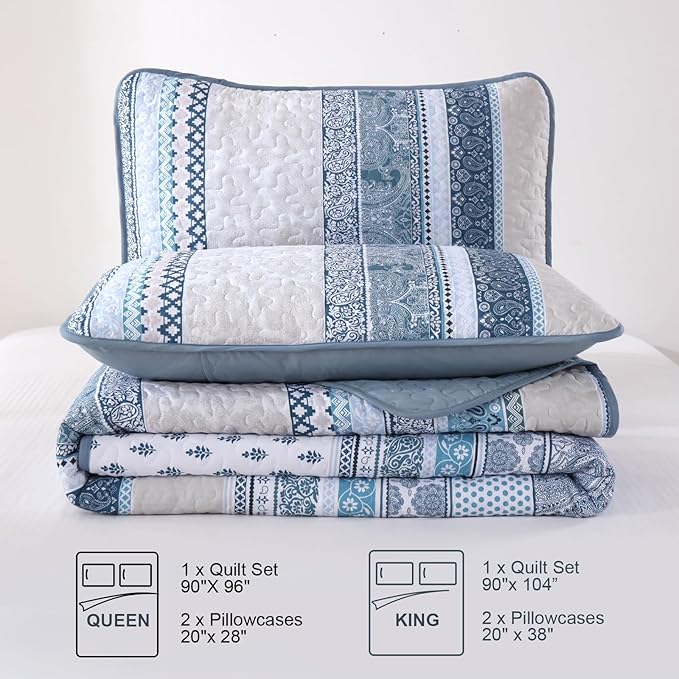 WONGS BEDDING Boho Quilt Set Twin Size, Lightweight Bedspread Coverlet Bedding - Image 7