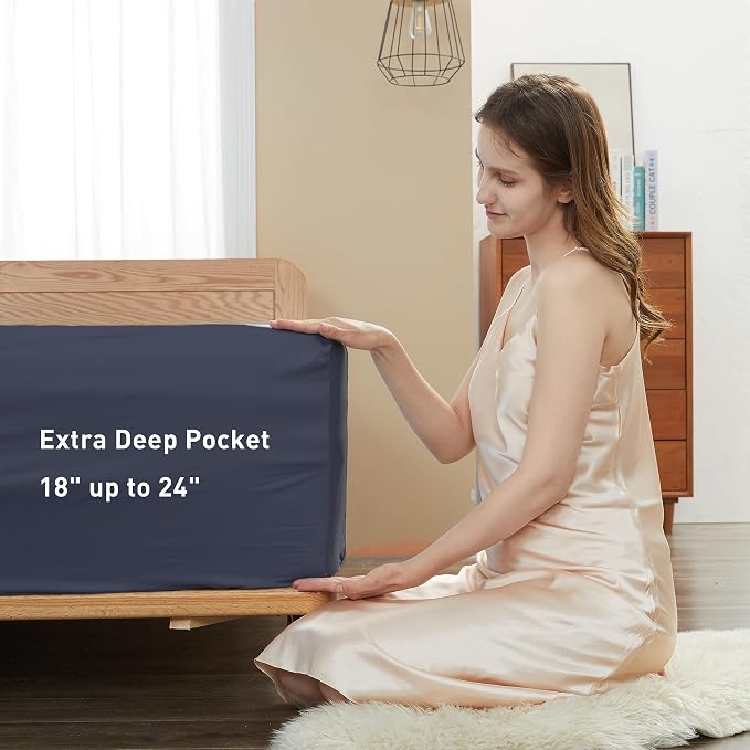 Sunflower Full Fitted Sheet, 1-Piece Extra Deep Pocket Fitted Bottom Sheet 22" - Image 3