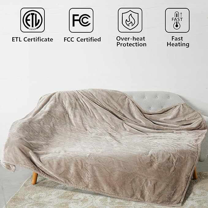 Tefici Electric Heated Blanket Twin, Super Cozy Soft 2-Layer Flannel 62" x 84" - Image 2