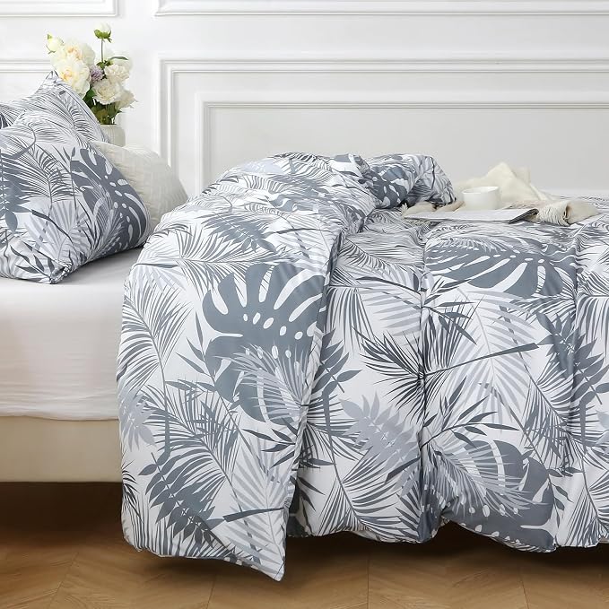 MUXHOMO Duvet Cover King Size, Reversible Floral Black & Grey Duvet Cover Set - Image 2