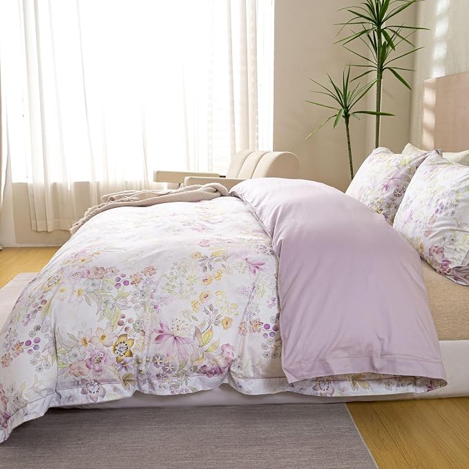 OAITE Duvet Cover Set King Size Floral Pattern Ultra Soft 100% Cotton Duvet - Image 5
