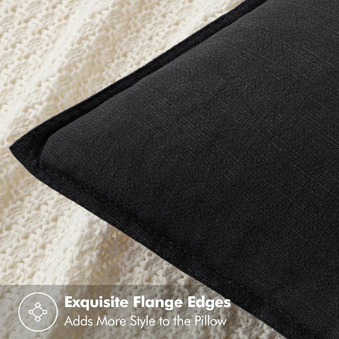 MIULEE Decorative Linen Pillow Covers 20x20 Inch Black ​Boho Farmhouse​ - Image 2