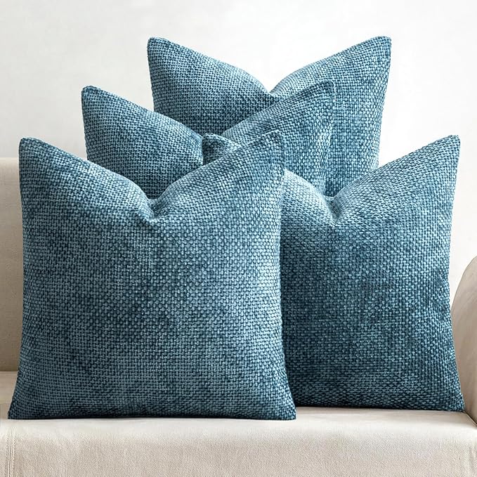 MIULEE Pack of 4 Couch Throw Pillow Covers 18x18 Inch Smoke Blue Soft by MIULEE