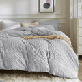 JELLYMONI Light Grey Duvet Cover Full Size, Soft Breathable Seersucker Duvet by JELLYMONI