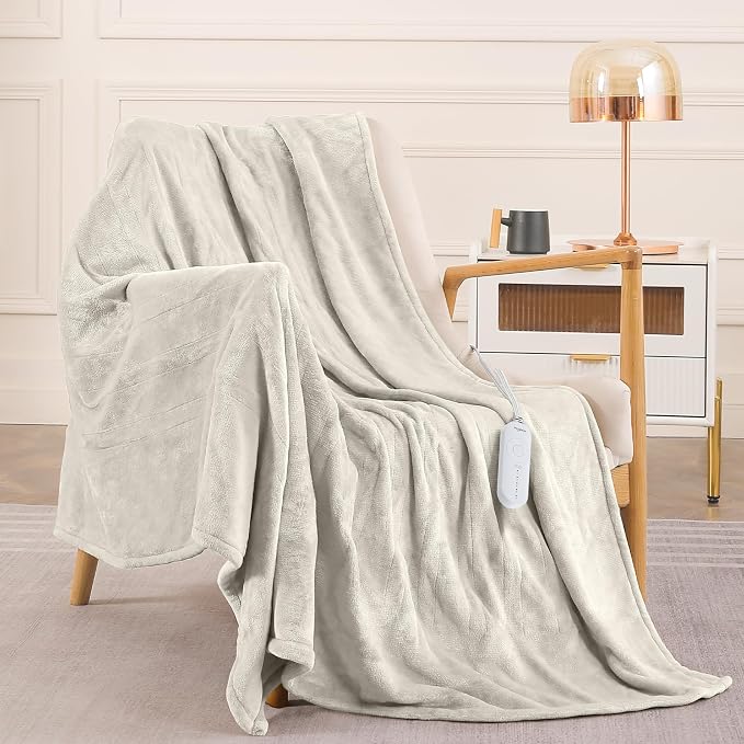HOMLYNS LuxeHeat Heated Blanket Electric Blanket, Soft Flannel Sherpa Heated - Image 7