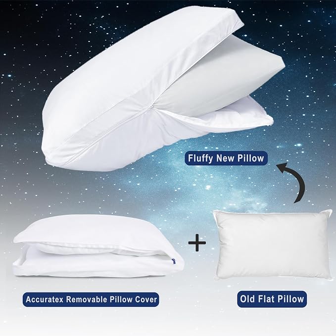 ACCURATEX Fluffy Pillow Cover, 100% Cotton Shell Filled - Image 3