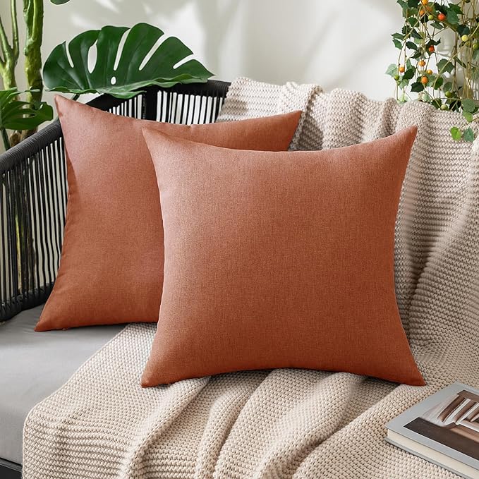 MIULEE Pack of 2 Decorative Outdoor Solid Waterproof Throw Pillow Covers Faux by MIULEE