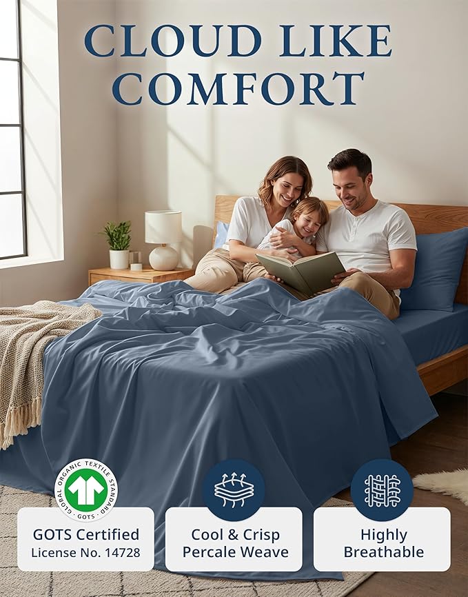 LANE LINEN 100% Organic Cotton Eco Friendly Fully Elasticized Twin XL Sheet Set - Image 2