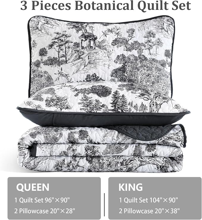 WONGS BEDDING Botanical Quilt Set King Size - Image 7