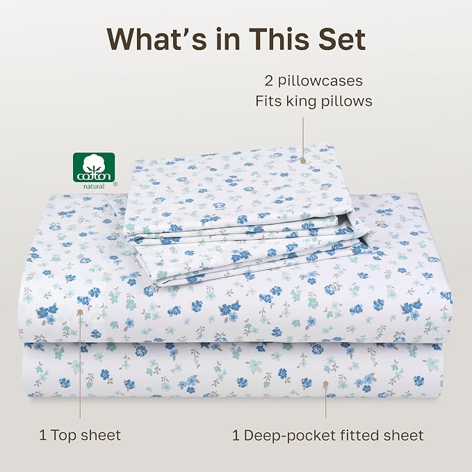 California Design Den Soft King Size 100% Cotton Sheet Sets, 400 TC Good - Image 4