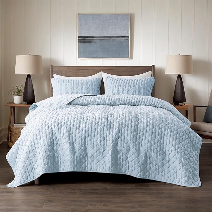 WDCOZY Light Blue Twin Size Quilt Bedding Set - Image 2