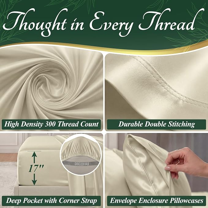 DECOLURE 100% Viscose Derived from Bamboo Sheets California King Size - Image 4