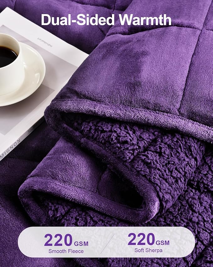 Super Fuzzy Soft Sherpa Fleece Weighted Blanket, 20 lbs Dual Sided Fluffy Heavy - Image 3
