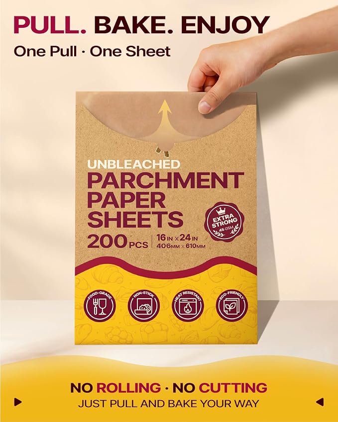 Katbite Parchment Paper Sheets Heavy Duty, 16x24 Inches 200 PCS Precut Baking - Image 3