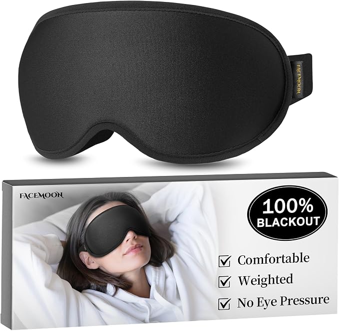 FACEMOON Sleep Mask for Men & Women – 3D Weighted Design, 100% Blackout by FACEMOON
