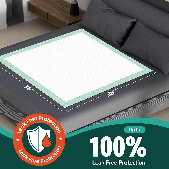 MILDPLUS 100 Count Disposable Bed Pads, 36x36 Inch Extra Large Incontinence - Image 2