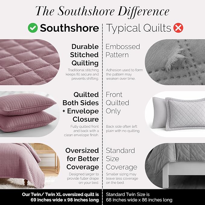 Southshore Fine Living, Inc. Twin Quilt Bedding Set, Soft Brushed Microfiber - Image 4