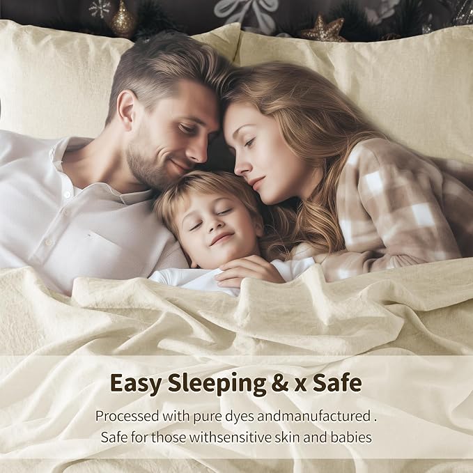 LBRO2M 100% Pure Linen Sheet Set Deep Pocket Up to 16" Bed Sheets Sets - Image 6