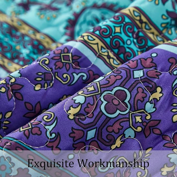 WONGS BEDDING Boho Quilt King Size, Lightweight Microfiber Bed Decor Bedspread - Image 7