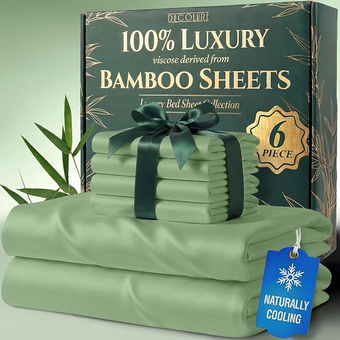 DECOLURE 100% Viscose Derived from Bamboo Sheets Queen Size by DECOLURE