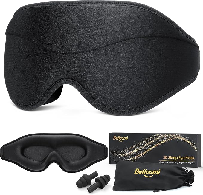 Sleep Mask, Premium Eye Mask for Sleeping, Total Blackout, Super Soft Comfort by BeHoomi