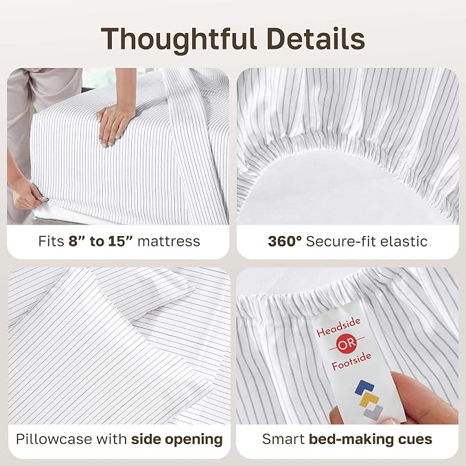 California Design Den Soft 100% Cotton Twin Size Bed Sheets Set, 400 Thread - Image 5