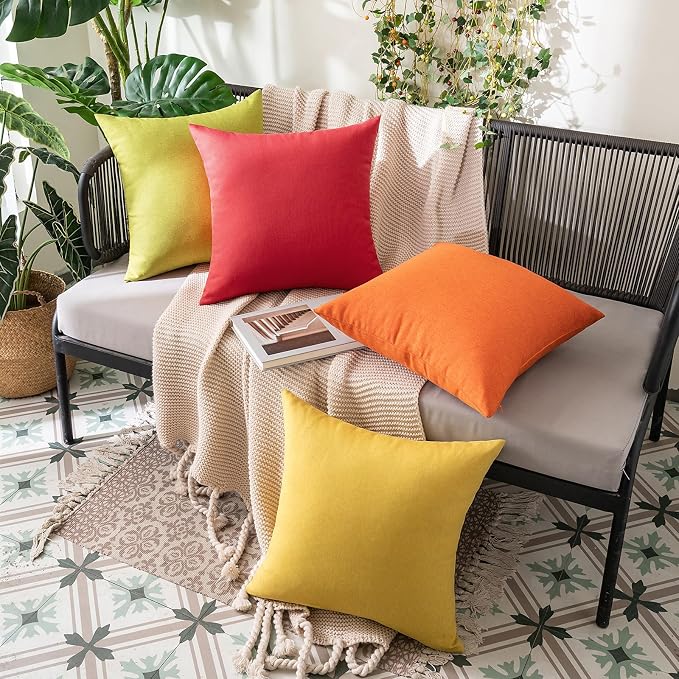 MIULEE Pack of 2 Decorative Outdoor Solid Waterproof Throw Pillow Covers Faux - Image 5