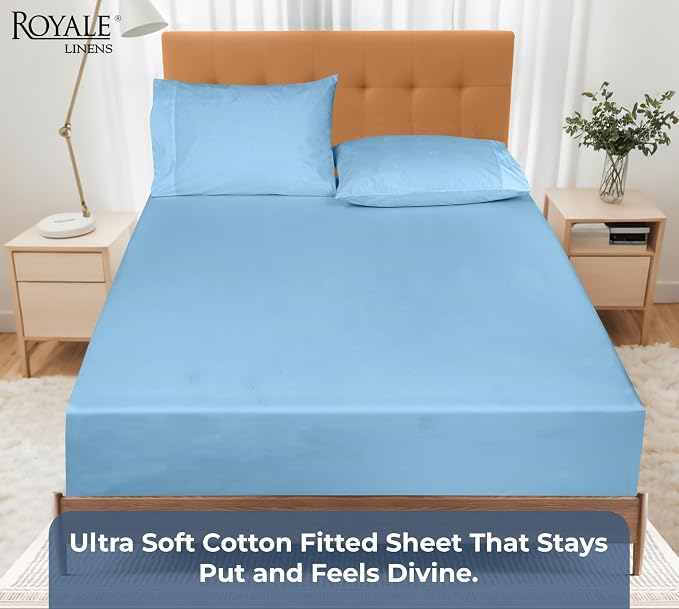 Royale Linens 100% Organic Cotton Fitted Sheet - Image 5