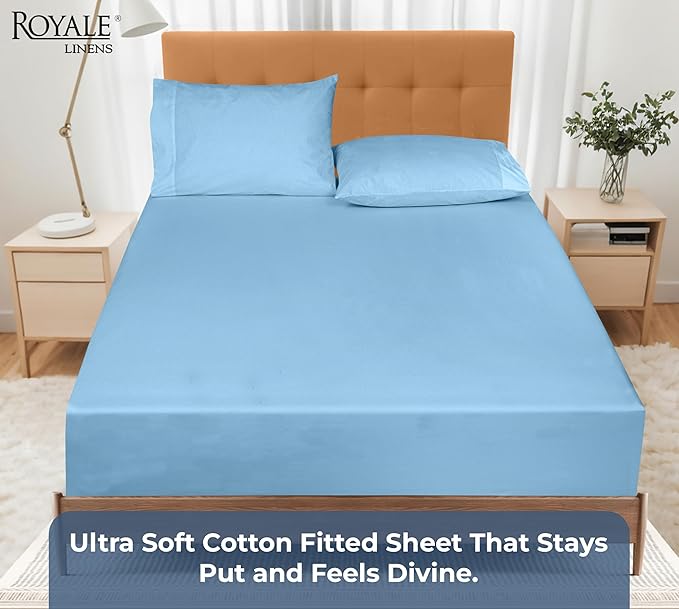Royale Linens 100% Organic Cotton Fitted Sheet - Image 5