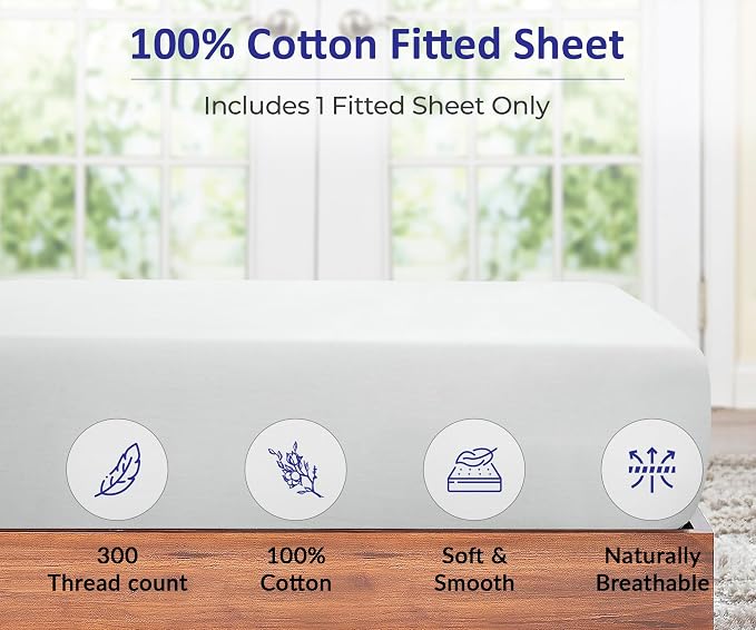 ROYALE LINENS 300 Thread Count 100% Long Staple Combed Cotton Fitted Sheet - Image 4