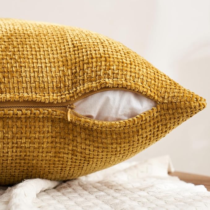 MIULEE Pack of 4 Couch Throw Pillow Covers 20x20 Inch Neutral Gold/Brown Soft - Image 7