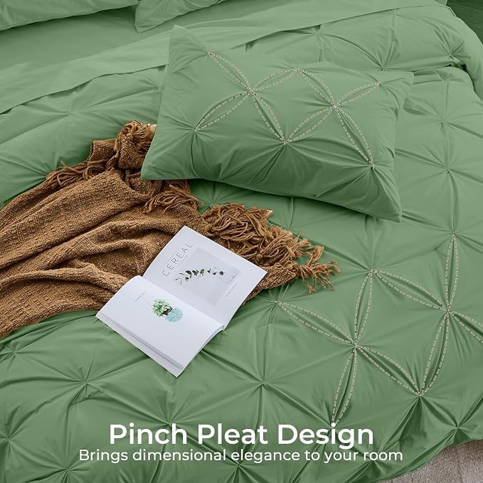 Sasttie Twin Comforter Set, 5-Piece Bed in a Bag, Pintuck Bedding Sets - Image 4