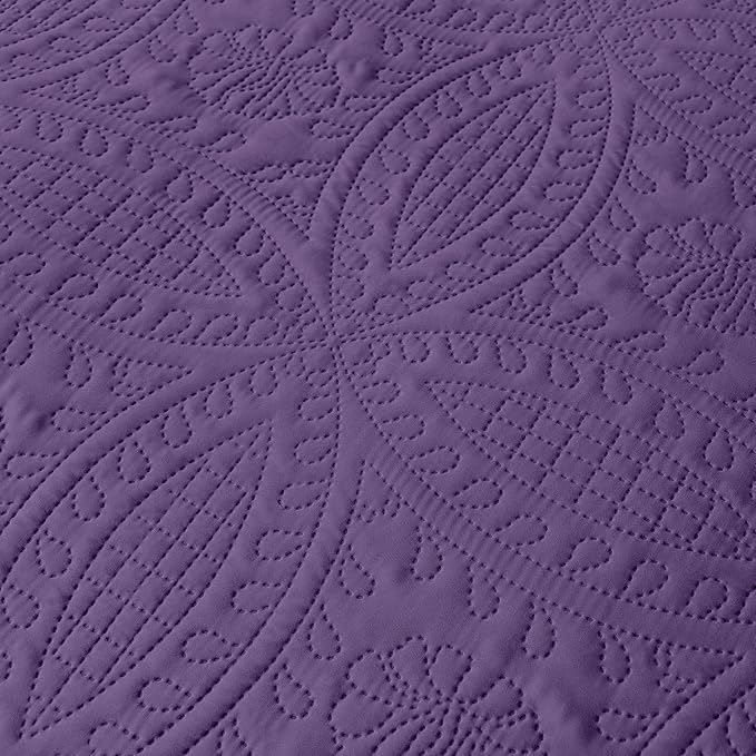 akkialla Purple King/Cal King Quilt Set, Ultrasonic Lightweight Bedspread - Image 7