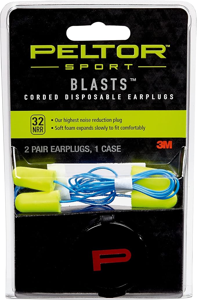 Peltor Sport Blasts Corded Disposable Earplugs 97081-10C, 2 Pair Pack, Neon - Image 2