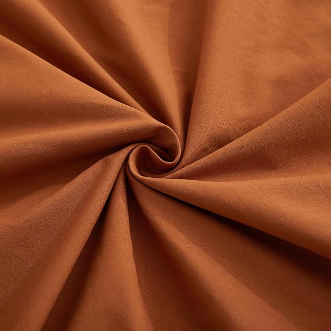 Burnt Orange Duvet Cover Full Size, 100% Washed Cotton Linen Like Bedding Set - Image 6