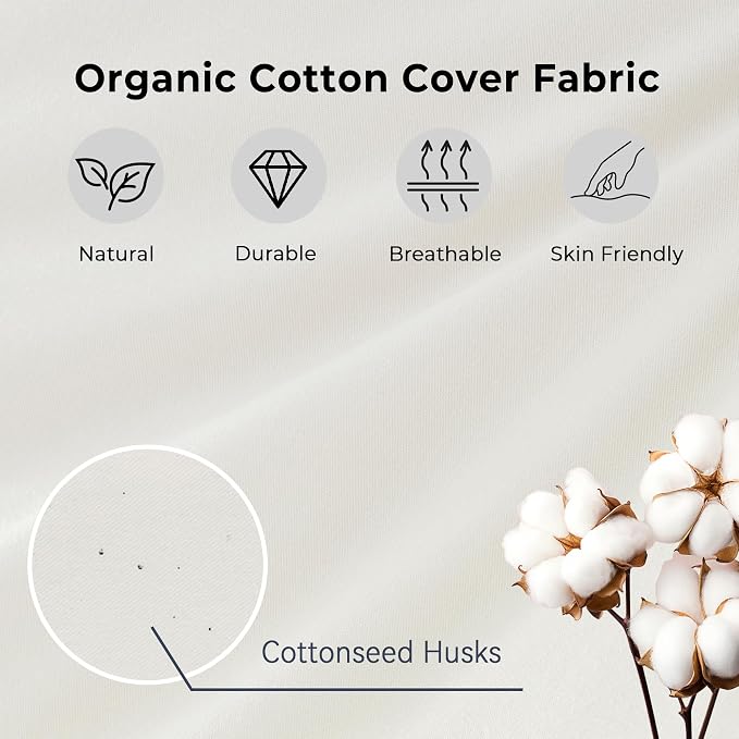 puredown® Gusseted Goose Feather Down Pillows, 100% Organic Cotton Cover - Image 3